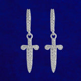 Bubble Letter Men Earrings Hoop Sword Plated Hip Hop Jewelry Christmas Gift