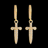 Bubble Letter Men Earrings Hoop Sword Plated Hip Hop Jewelry Christmas Gift
