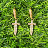 Bubble Letter Men Earrings Hoop Sword Plated Hip Hop Jewelry Christmas Gift