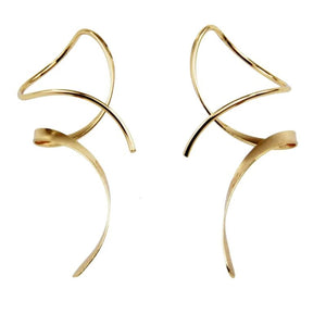 14K Spiral Threader Earrings for Women - Hand Bent Dangle Earrings