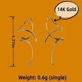14K Spiral Threader Earrings for Women - Hand Bent Dangle Earrings