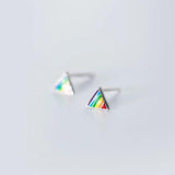 Enamel Stars Stud Earrings 925 Silver Jewelry Women Christmas Gift