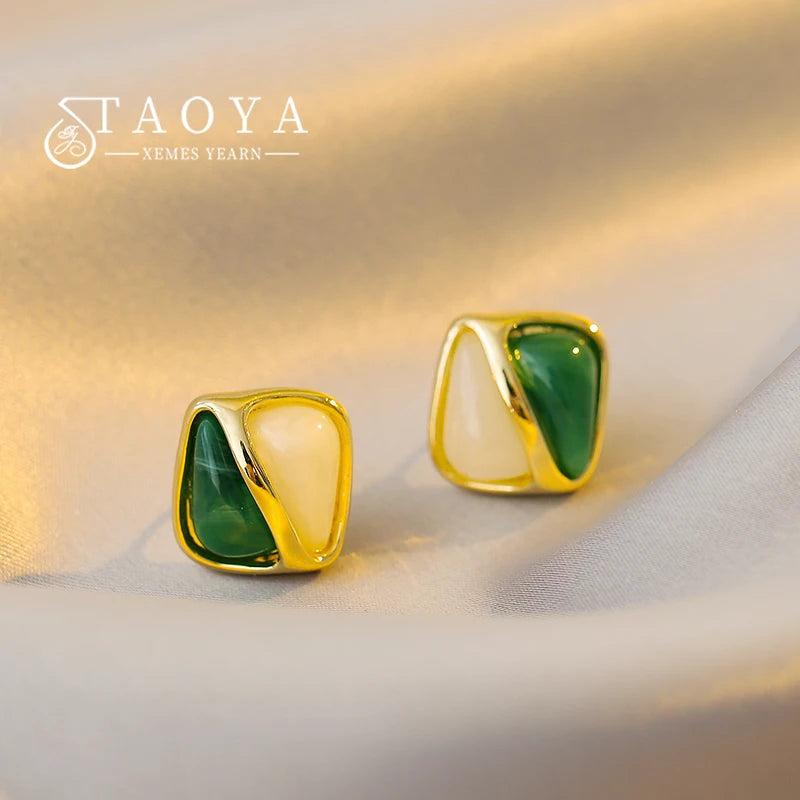Amber Block Stud Earrings Christmas Girls Accessories For Womens Earrings