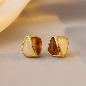 Amber Block Stud Earrings Christmas Girls Accessories For Womens Earrings