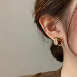 Amber Block Stud Earrings Christmas Girls Accessories For Womens Earrings
