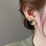 Amber Block Stud Earrings Christmas Girls Accessories For Womens Earrings