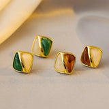 Amber Block Stud Earrings Christmas Girls Accessories For Womens Earrings