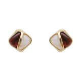 Amber Block Stud Earrings Christmas Girls Accessories For Womens Earrings