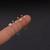 Double Piercing Chain Stud Earrings for Women Star Earring Christmas Gift