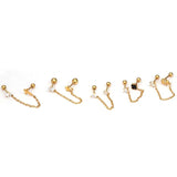 Double Piercing Chain Stud Earrings for Women Star Earring Christmas Gift
