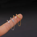 Double Piercing Chain Stud Earrings for Women Star Earring Christmas Gift