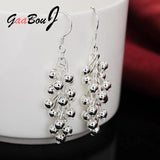925 Silver Bead Drop Earrings Long Hanging Balls Jewelry Christmas