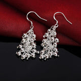 925 Silver Bead Drop Earrings Long Hanging Balls Jewelry Christmas