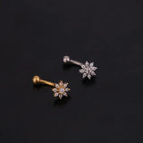 Curved Bar Cochlear Earrings Flowers Stud Earrings Christmas Gift