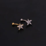 Curved Bar Cochlear Earrings Flowers Stud Earrings Christmas Gift