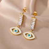 Goth Zircon Devil Eye Earrings Stainless Steel Pendant Drop Earring