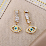 Goth Zircon Devil Eye Earrings Stainless Steel Pendant Drop Earring