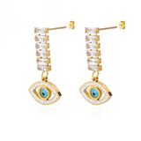 Goth Zircon Devil Eye Earrings Stainless Steel Pendant Drop Earring