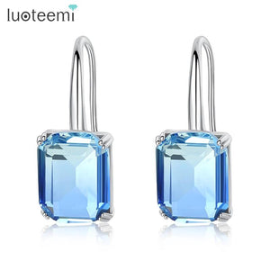 Square CZ Drop Earrings for Women - CZ Friendship Jewelry