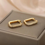French Geometric Hoop Earrings Goth Silver Piercing Jewelry