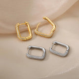 French Geometric Hoop Earrings Goth Silver Piercing Jewelry