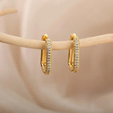 French Geometric Hoop Earrings Goth Silver Piercing Jewelry