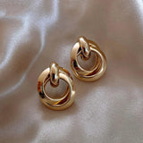 Metal Laminated Ring Earring Christmas Party Jewelry