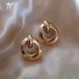 Metal Laminated Ring Earring Christmas Party Jewelry