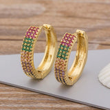 Nidin Hot CZ Stud Earrings Copper Zircon Round Bling Earrings
