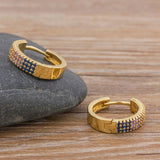 Nidin Hot CZ Stud Earrings Copper Zircon Round Bling Earrings