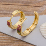 Nidin Hot CZ Stud Earrings Copper Zircon Round Bling Earrings
