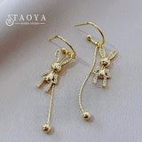 Rabbit Tassel Earrings Christmas Party Jewelry