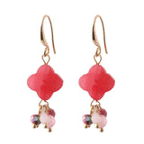 Drop Earring Natural Stone Four-leaf Clover Dangle Charm Brinco