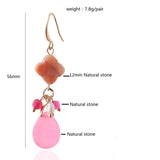 Drop Earring Natural Stone Four-leaf Clover Dangle Charm Brinco