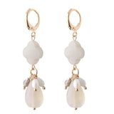 Drop Earring Natural Stone Four-leaf Clover Dangle Charm Brinco