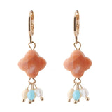 Drop Earring Natural Stone Four-leaf Clover Dangle Charm Brinco