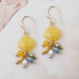 Drop Earring Natural Stone Four-leaf Clover Dangle Charm Brinco