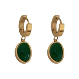 Vintage Green Pendant Earrings Stainless Steel for Women
