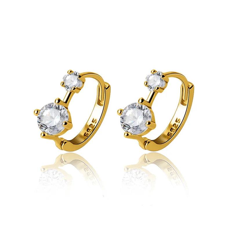 TrustDavis 925 Silver CZ Charm Hoop Earrings Wedding Jewelry