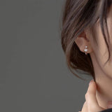 TrustDavis 925 Silver CZ Charm Hoop Earrings Wedding Jewelry