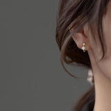 TrustDavis 925 Silver CZ Charm Hoop Earrings Wedding Jewelry