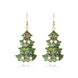 Colorful Rhinestone Xmas Tree Dangle Earrings for Women