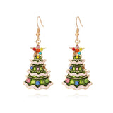 Colorful Rhinestone Xmas Tree Dangle Earrings for Women
