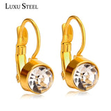 Stainless Steel Clip Earring Zircon Brilliant Round Wedding Earrings
