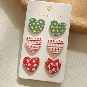 Green Red Heart Acrylic Christmas Earrings Star Snowflake Tree Stud