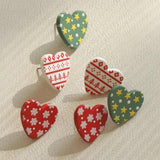 Green Red Heart Acrylic Christmas Earrings Star Snowflake Tree Stud