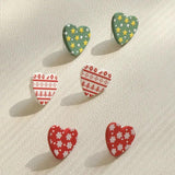 Green Red Heart Acrylic Christmas Earrings Star Snowflake Tree Stud