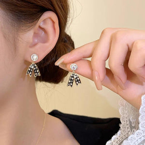 Pearl Bowknot Pendant Earrings for Christmas Party