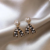 Pearl Bowknot Pendant Earrings for Christmas Party