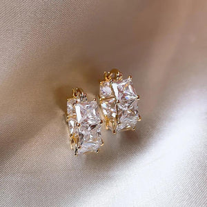 14K Plated Zircon Square Hoop Earrings for Christmas Party Girls